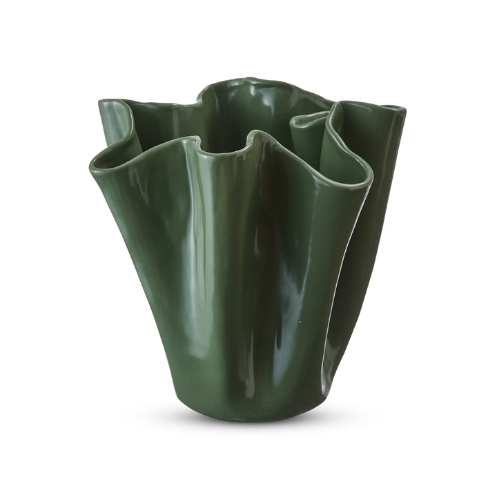 Rippled Green Vase