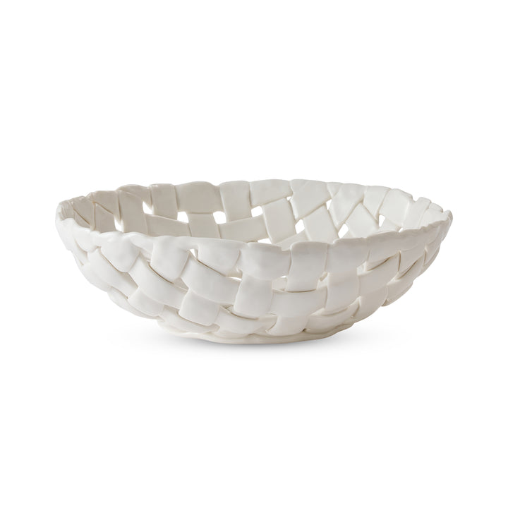 Woven Ceramic White Bowl - Madras Link