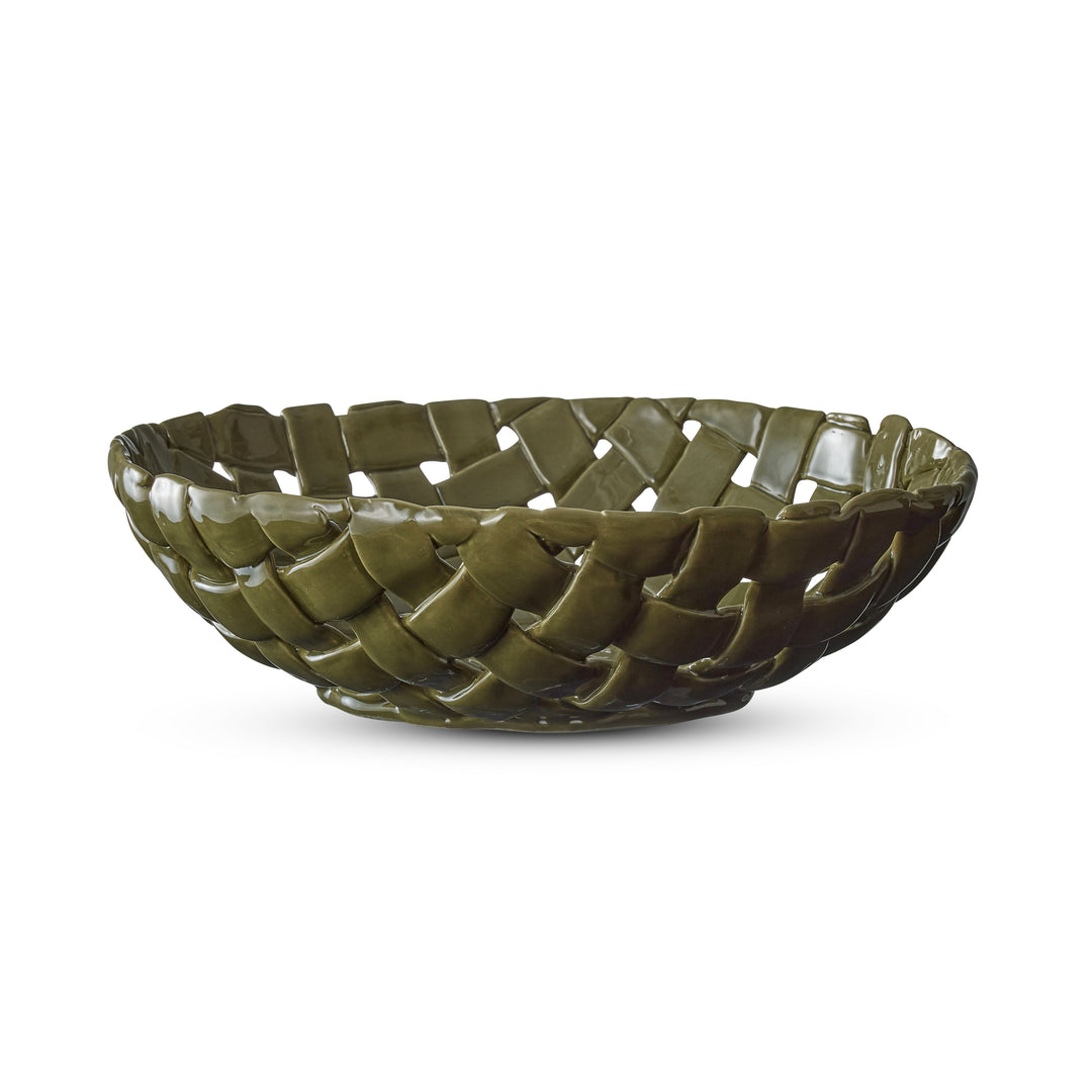 Woven Ceramic Green Bowl