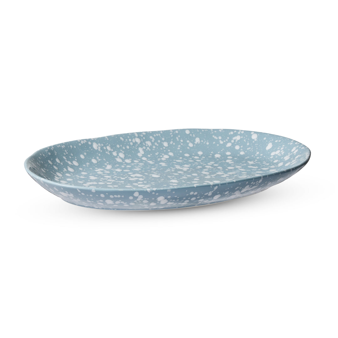 Speckle Light Blue/White Oval Platter Large