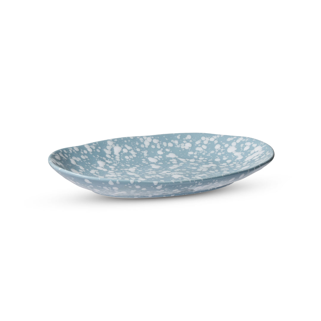 Speckle Light Blue/White Oval Platter Small