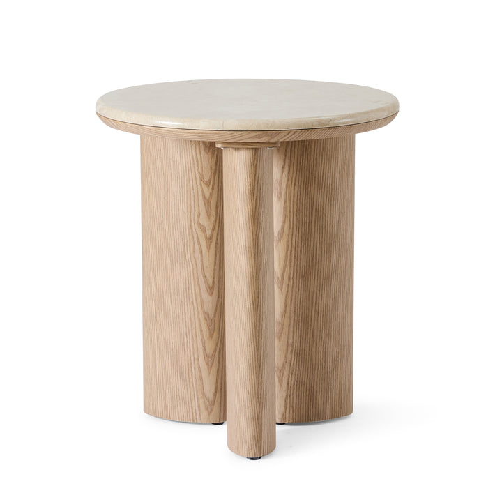 Carlyle Brown Marble/Oak Side Table