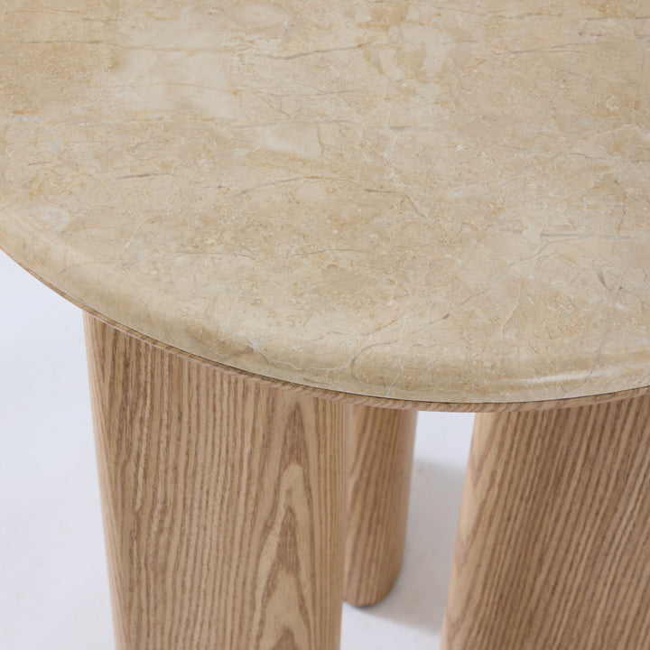 Carlyle Brown Marble/Oak Side Table