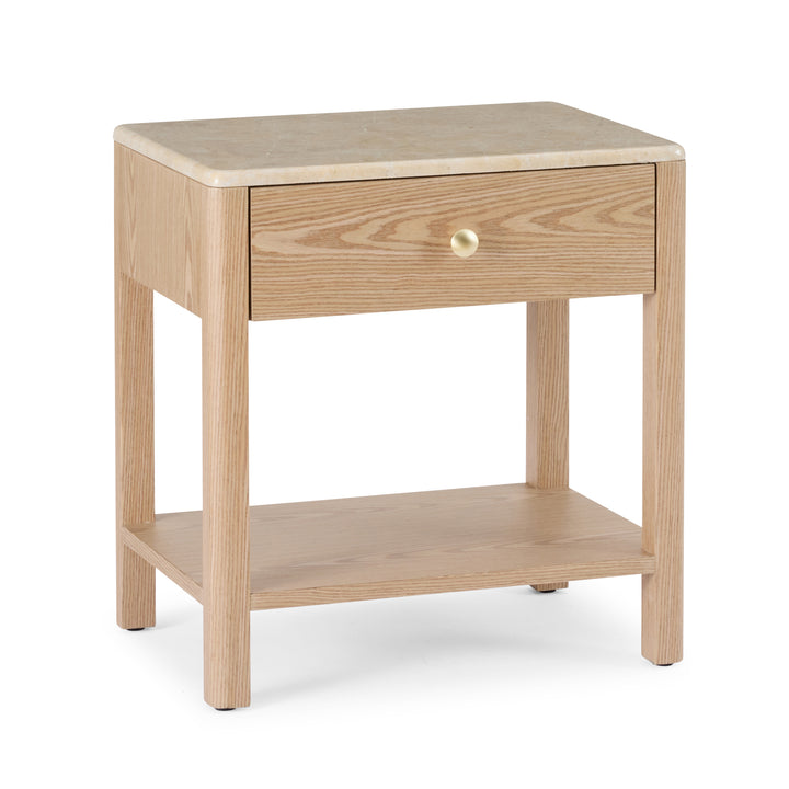 Carlyle Brown Marble/Oak Bedside Table