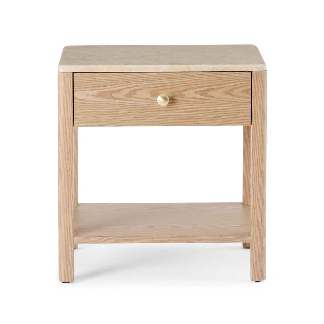Carlyle Brown Marble/Oak Bedside Table