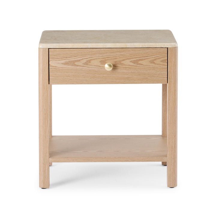 Carlyle Brown Marble/Oak Bedside Table