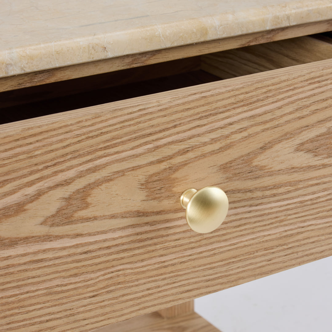 Carlyle Brown Marble/Oak Bedside Table