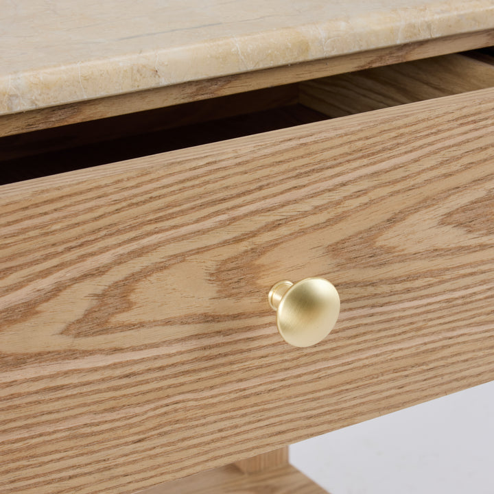 Carlyle Brown Marble/Oak Bedside Table