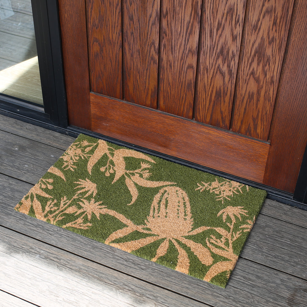 Banksia Olive Doormat - Madras Link