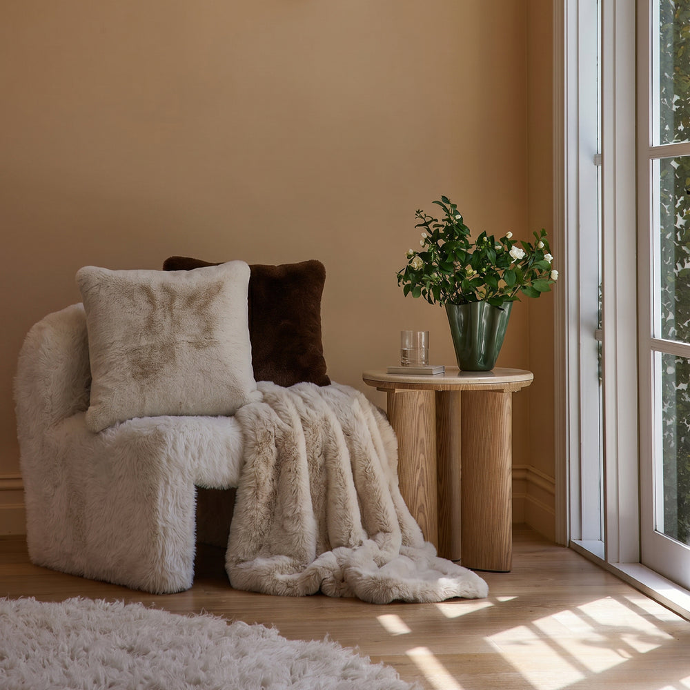 Arctic Cream Faux Fur Throw - Madras Link