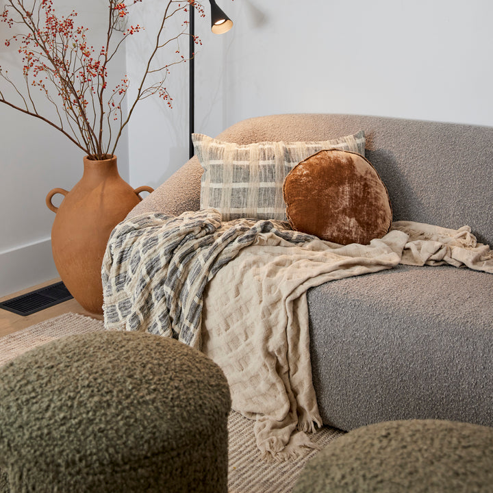 Blake Waffle Oatmeal Throw - Madras Link
