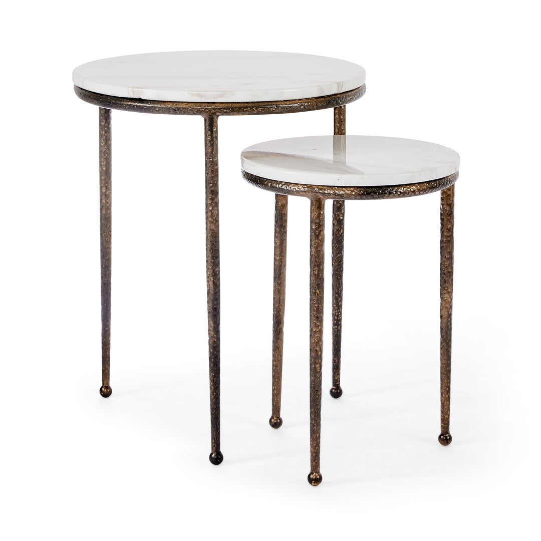 Laurel Gold/Marble Table Nest - Madras Link