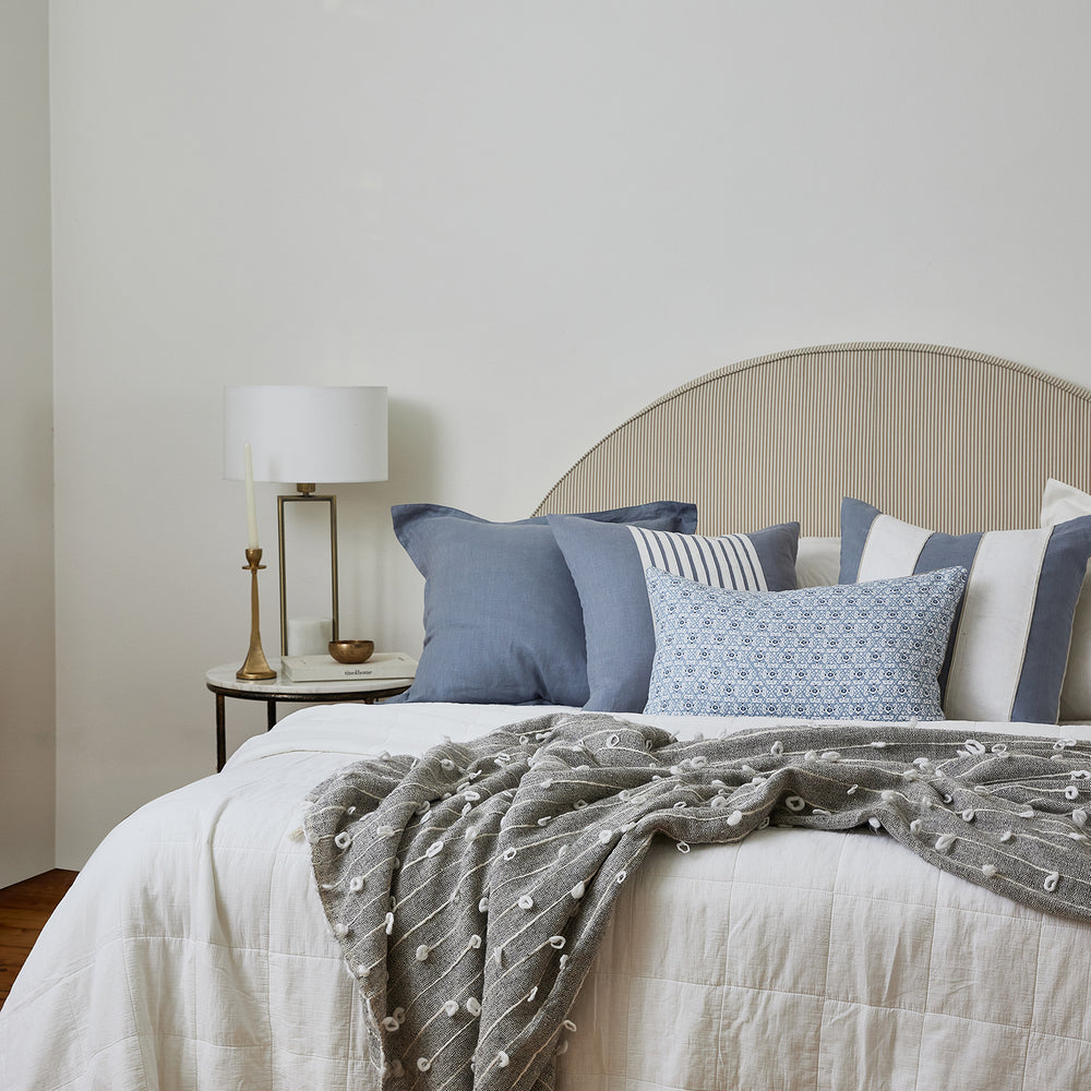 Riley Blue / White Patch Cushion - Madras Link