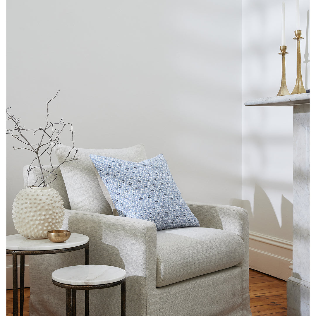 Francis Blue Linen Cushion - Madras Link