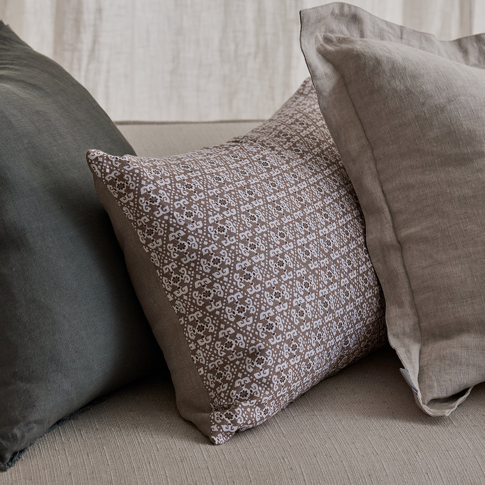 Francis Coffee Linen Lumbar Cushion - Madras Link