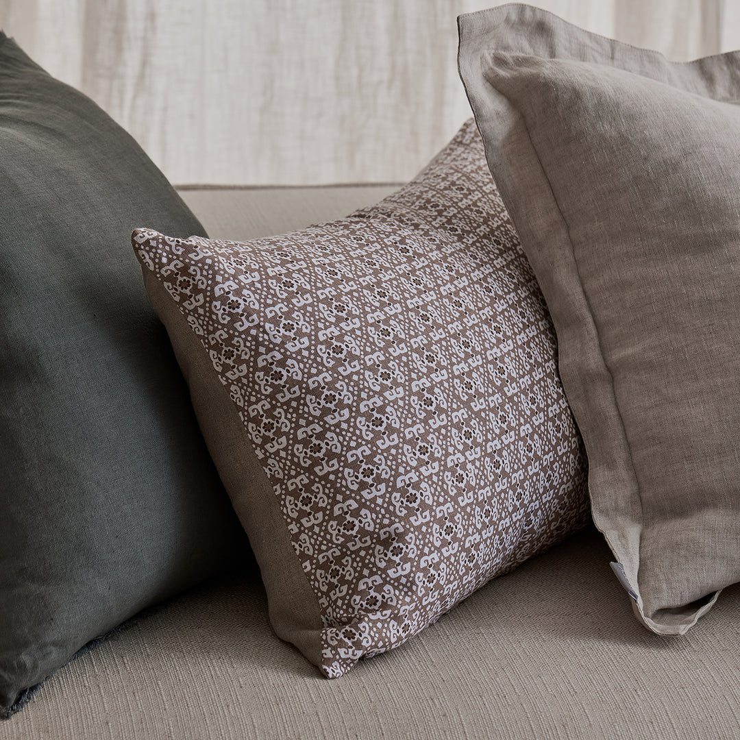Francis Coffee Linen Lumbar Cushion - Madras Link