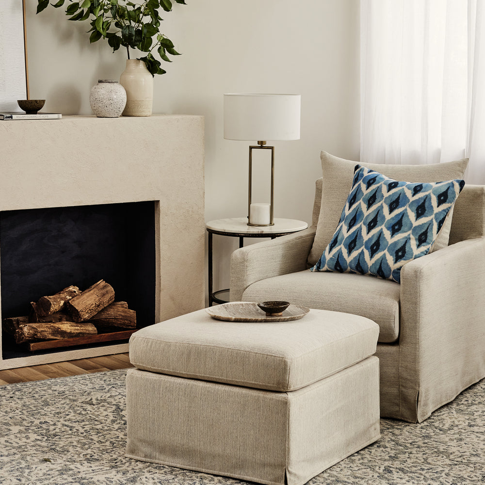 Oslo Blue Velvet Cushion - Madras Link