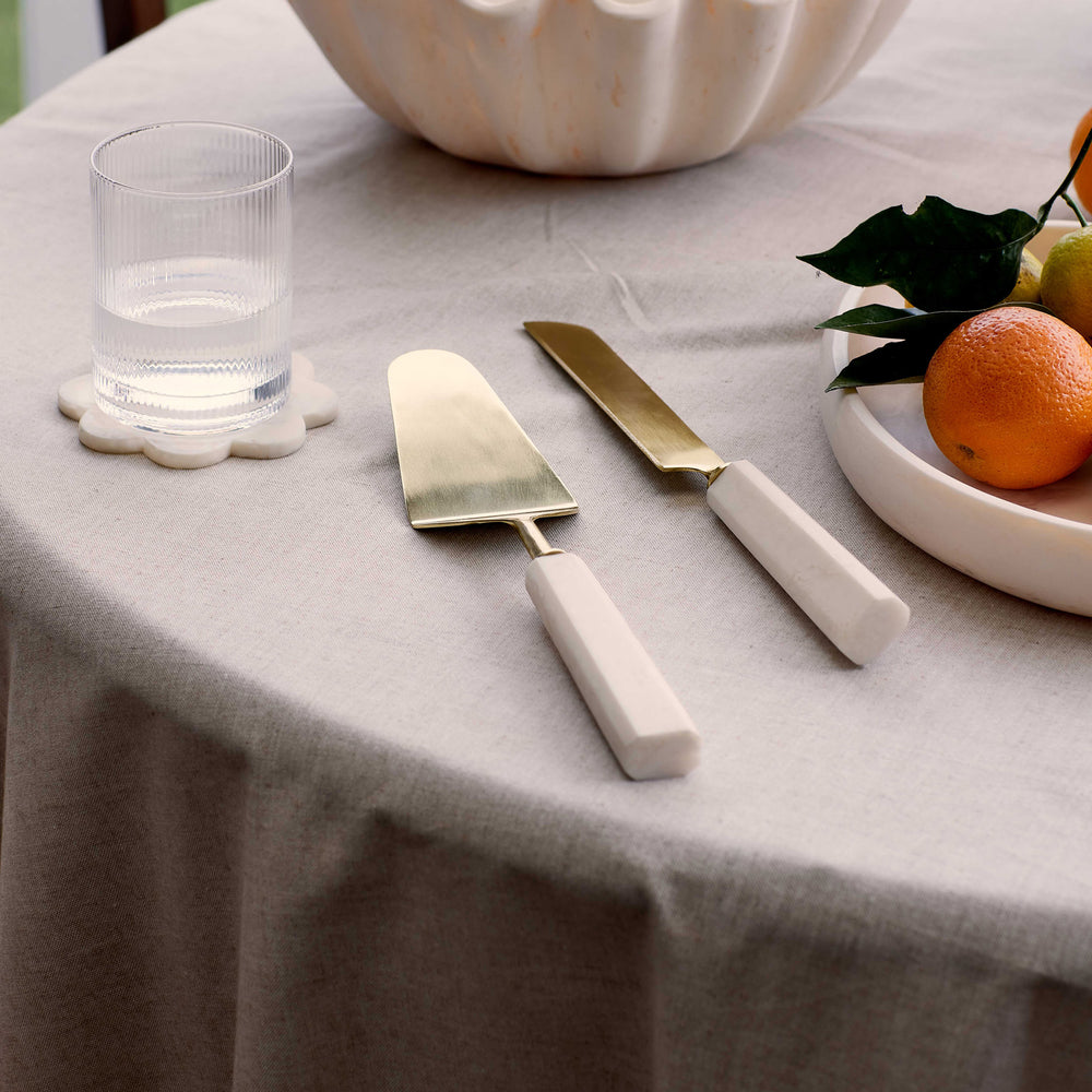Aries Cream/Gold Resin Cake Server Set - Madras Link