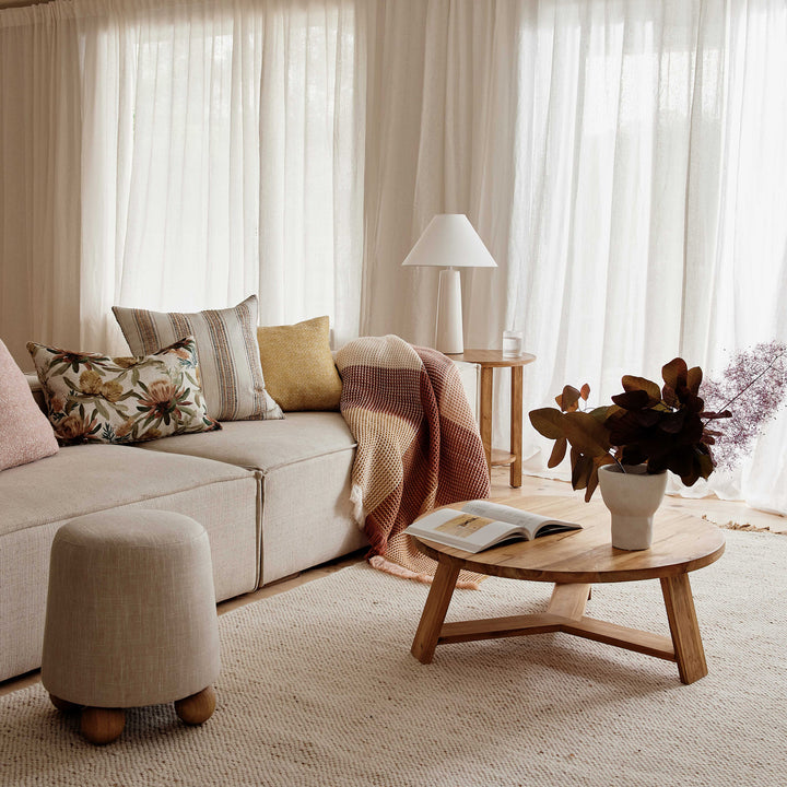 Sophie Natural Small Ottoman - Madras Link