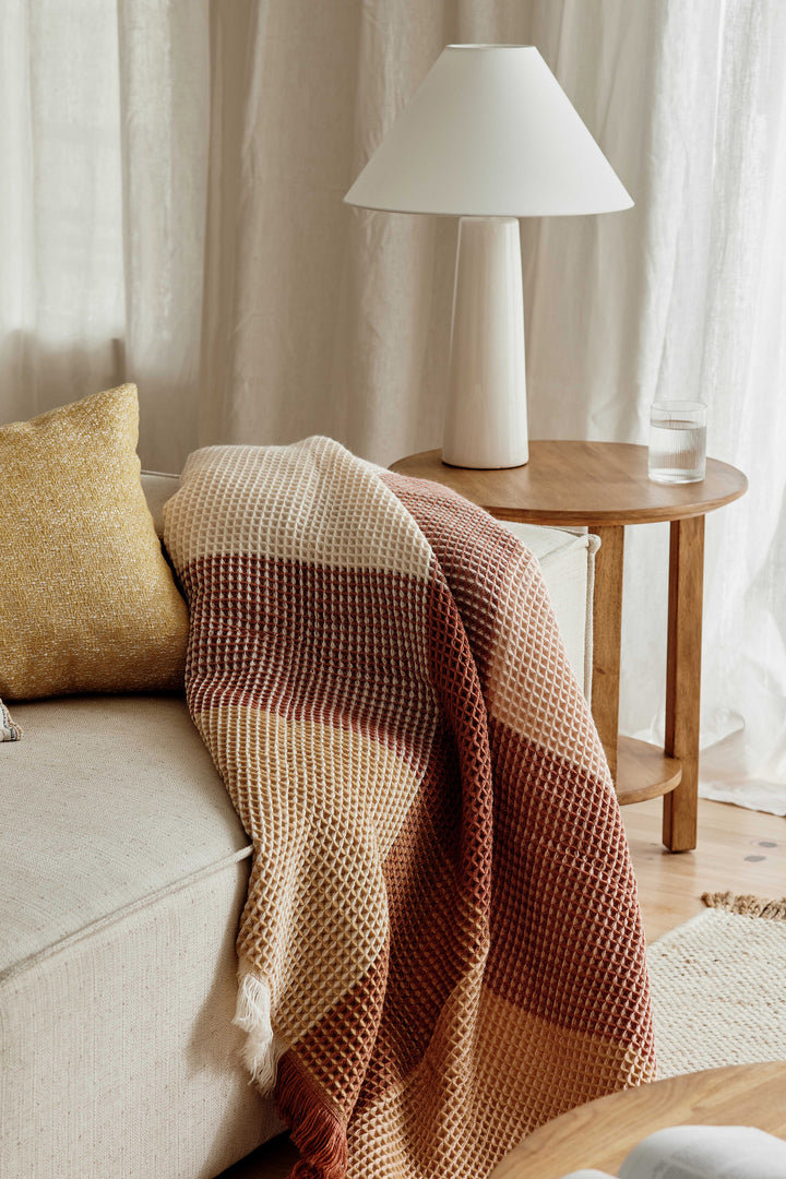 Walker Waffle Check Pink Throw - Madras Link