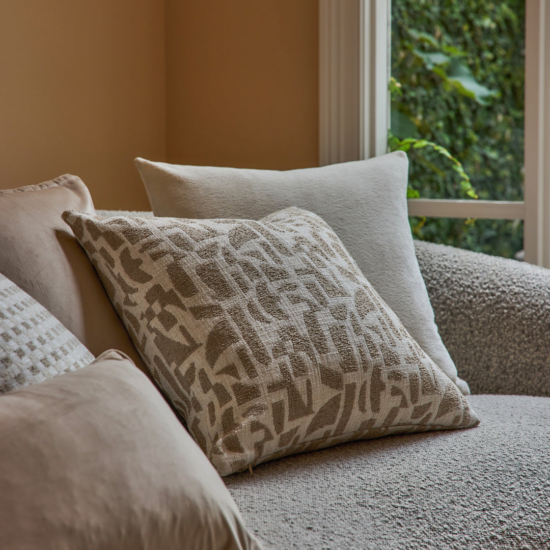 Metro Taupe Jacquard Cushion - Madras Link