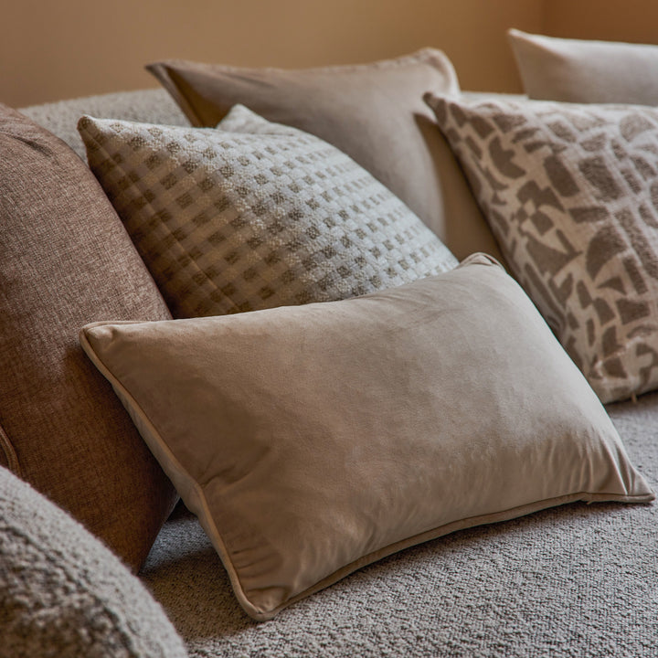 Mira Velvet Fawn Lumbar Cushion - Madras Link