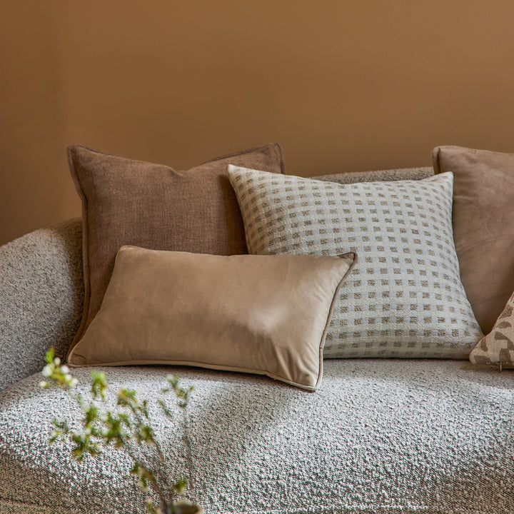 Mira Velvet Fawn Lumbar Cushion - Madras Link