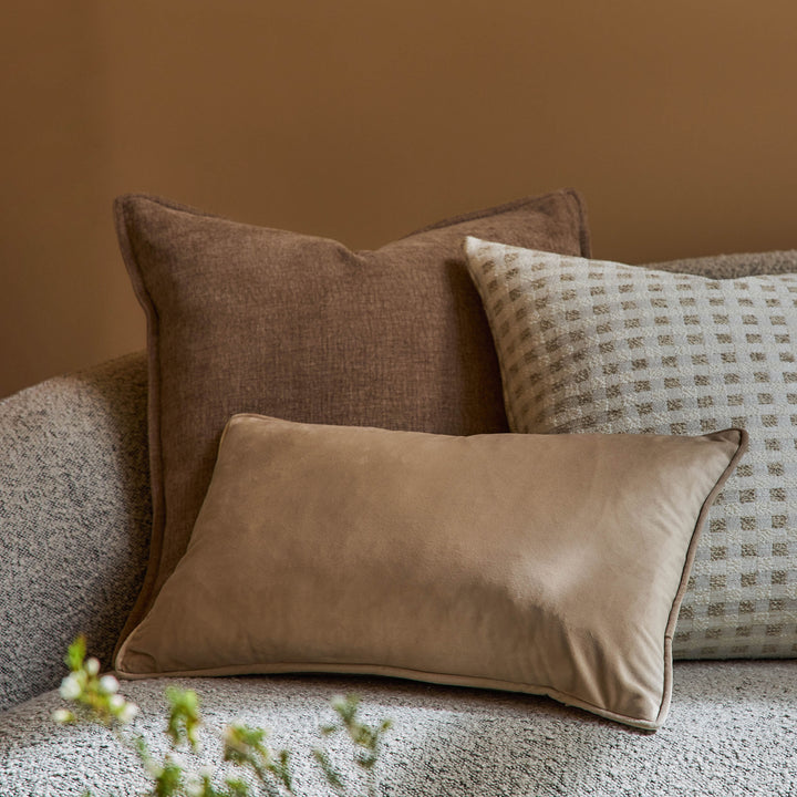 Mira Velvet Fawn Lumbar Cushion - Madras Link