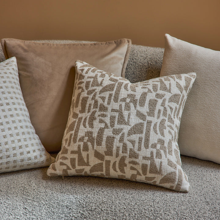 Metro Taupe Jacquard Cushion - Madras Link