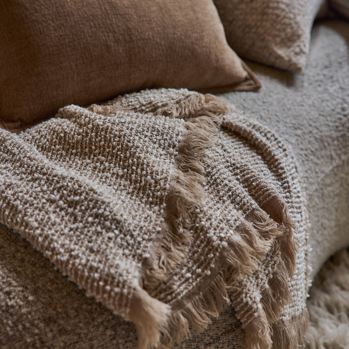 Clara Beige/Cream Throw - Madras Link