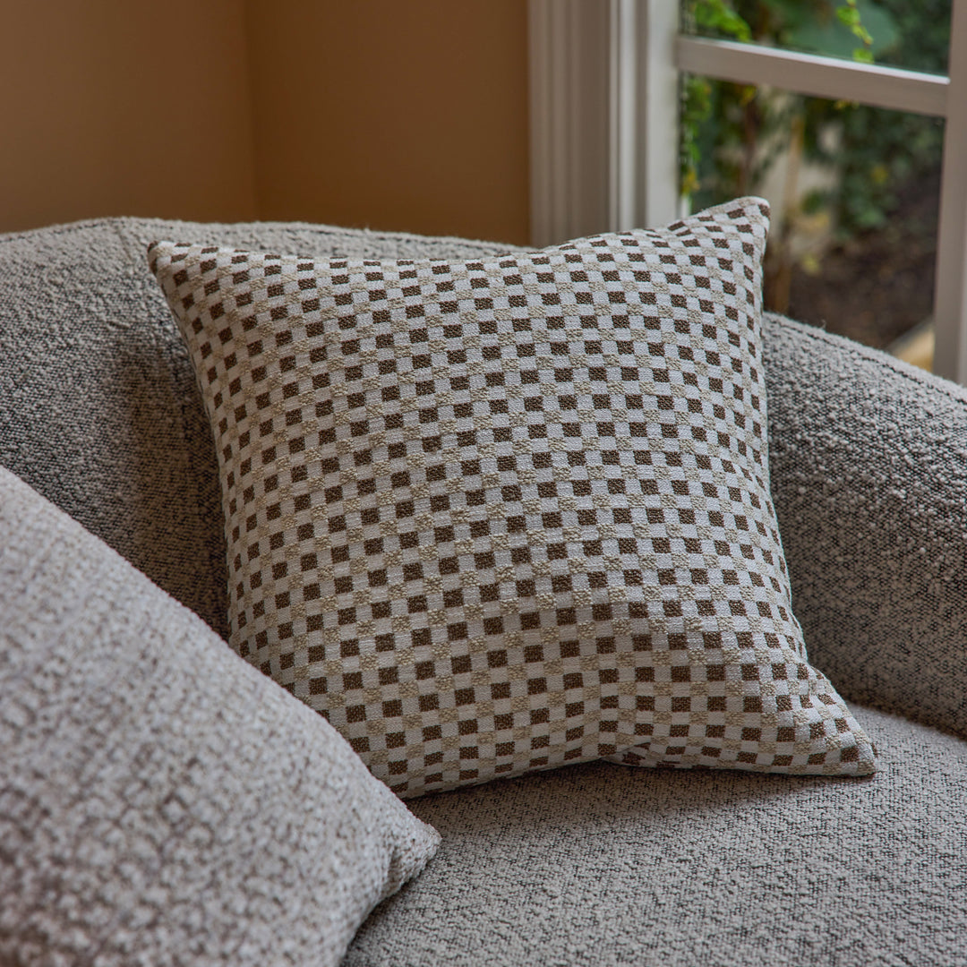 Checkers Beige/Coffee Cushion - Madras Link