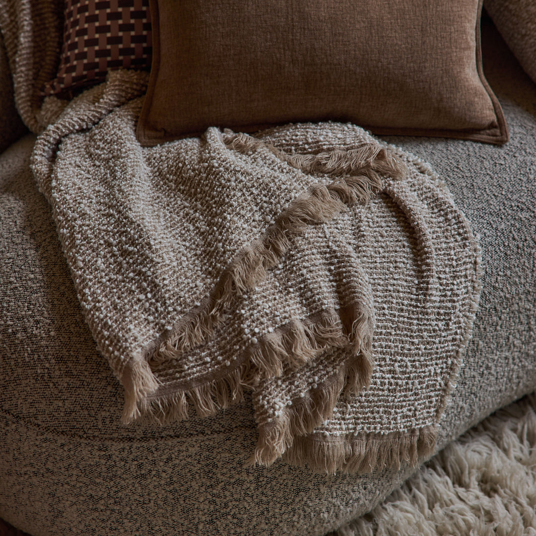 Clara Beige/Cream Throw - Madras Link
