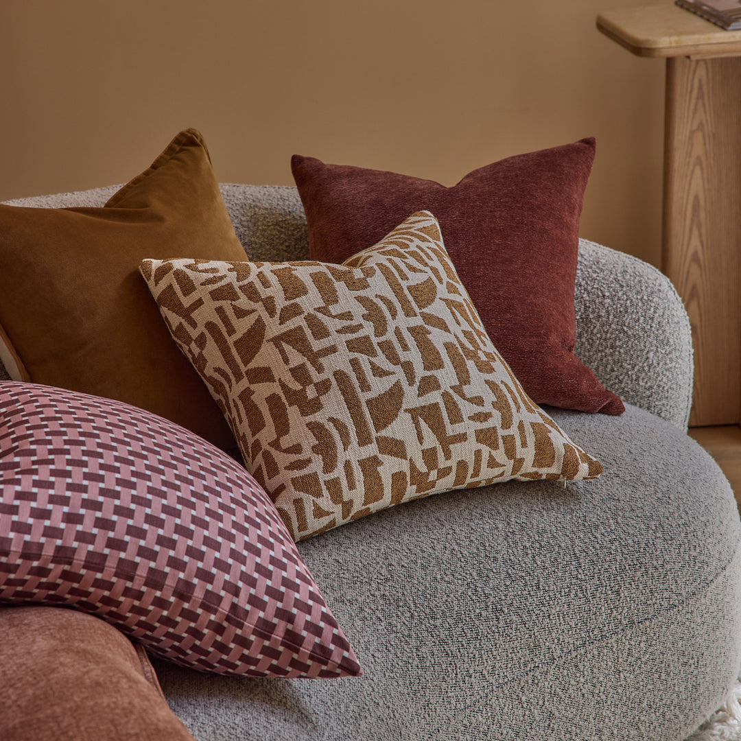 Metro Toffee Jacquard Cushion - Madras Link