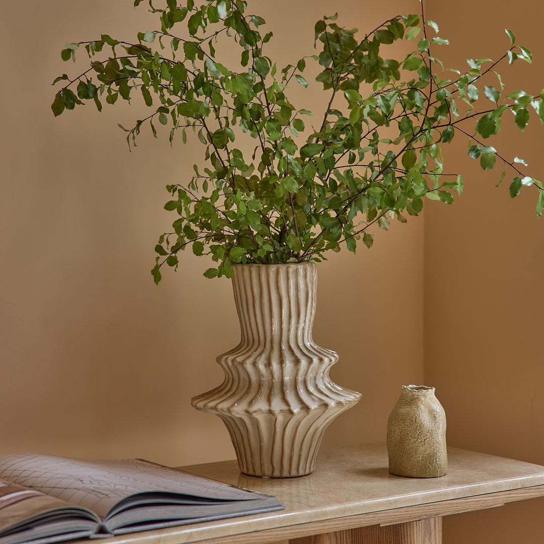 Ridge Natural Glazed Vase - Madras Link