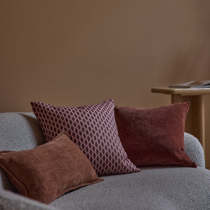 Gracie Check Rosewood Cushion - Madras Link