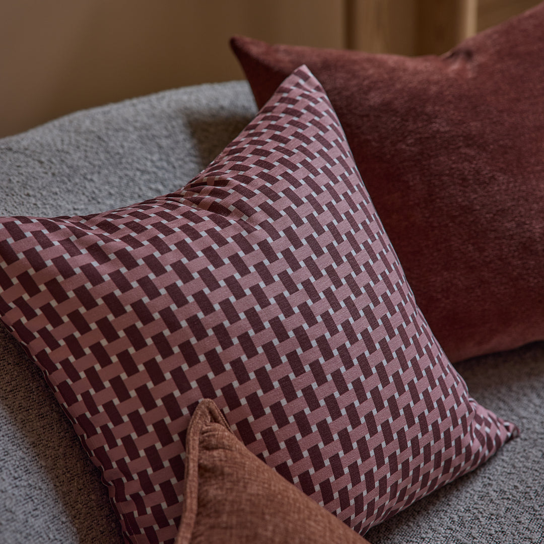 Gracie Check Rosewood Cushion - Madras Link