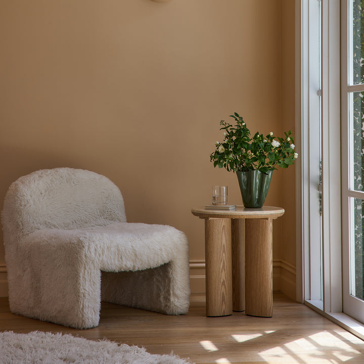 Carlyle Brown Marble/Oak Side Table