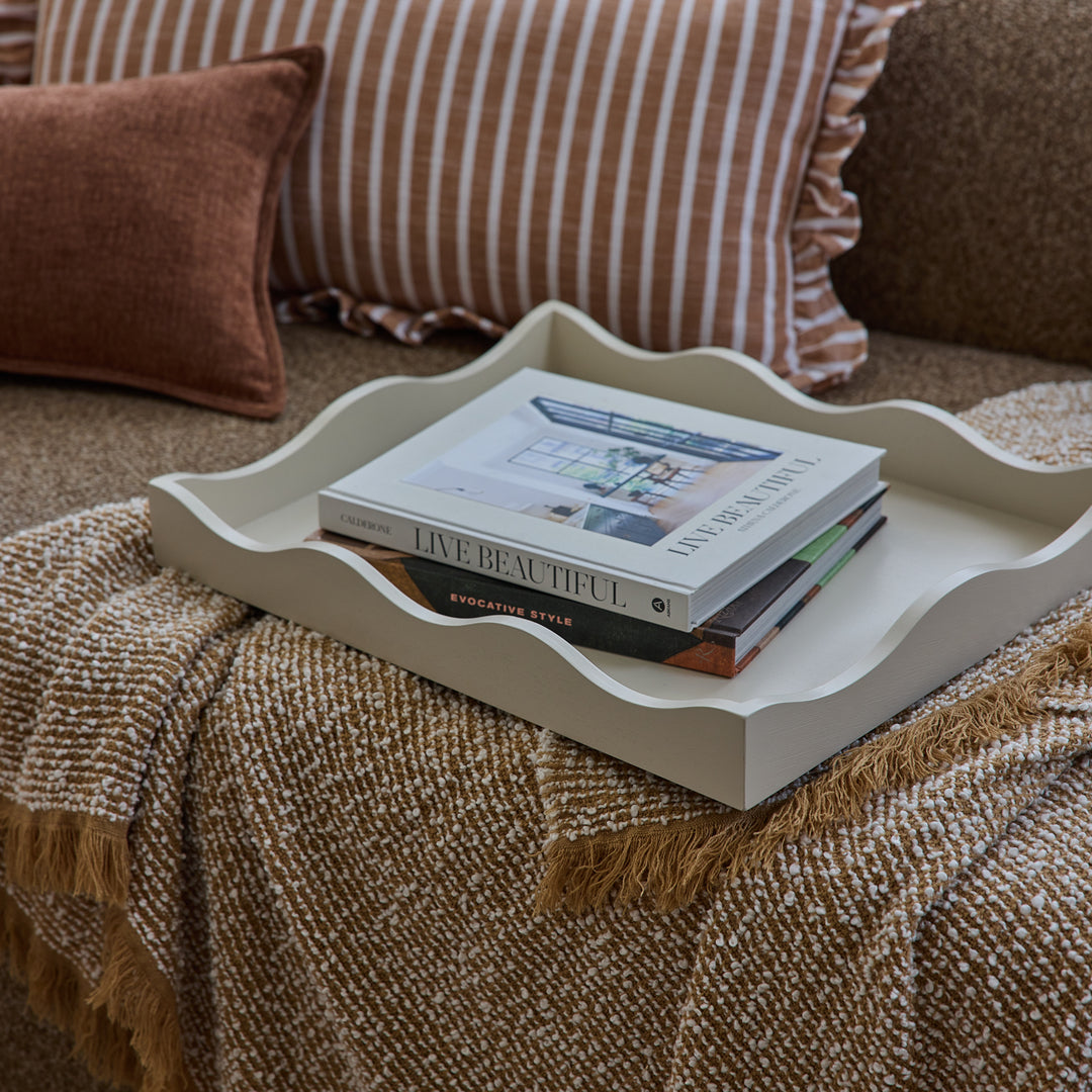 Carey Cream Rectangle Wavy Tray - Madras Link