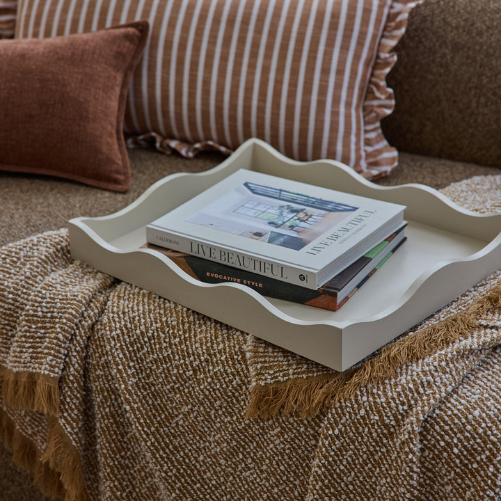 Carey Cream Rectangle Wavy Tray - Madras Link