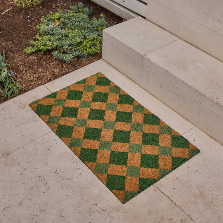 Diamond Green Check Doormat