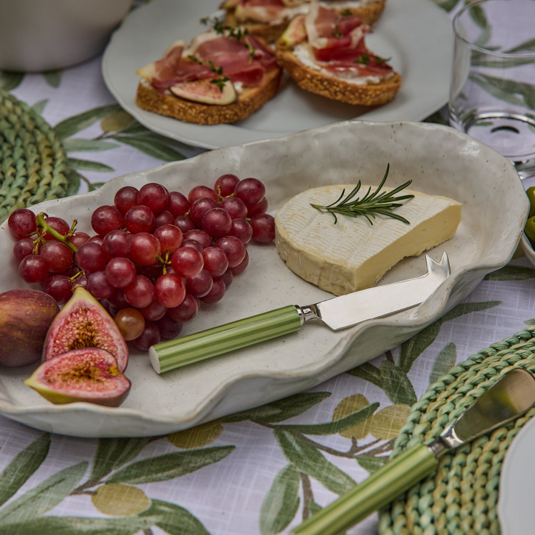 Clyde Stripe Two Tone Green Cheese Knife Set
