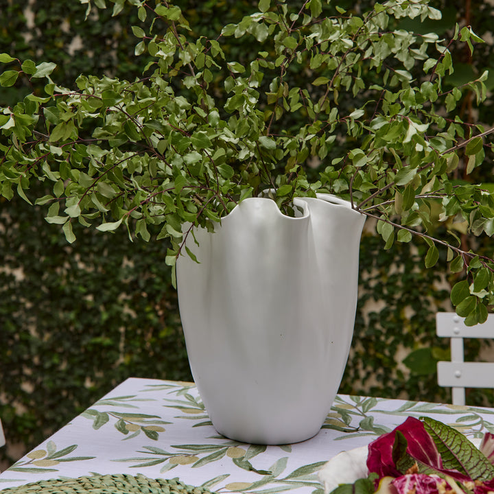 Chloe Matte White Ripple Vase