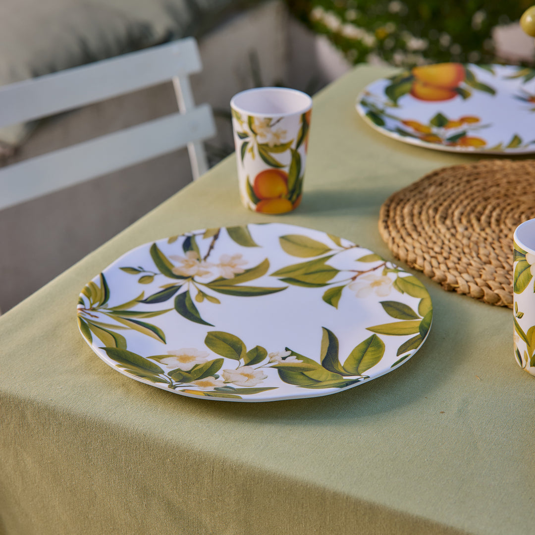 Citrus Grove Leaves Melamine Large Plate - Madras Link