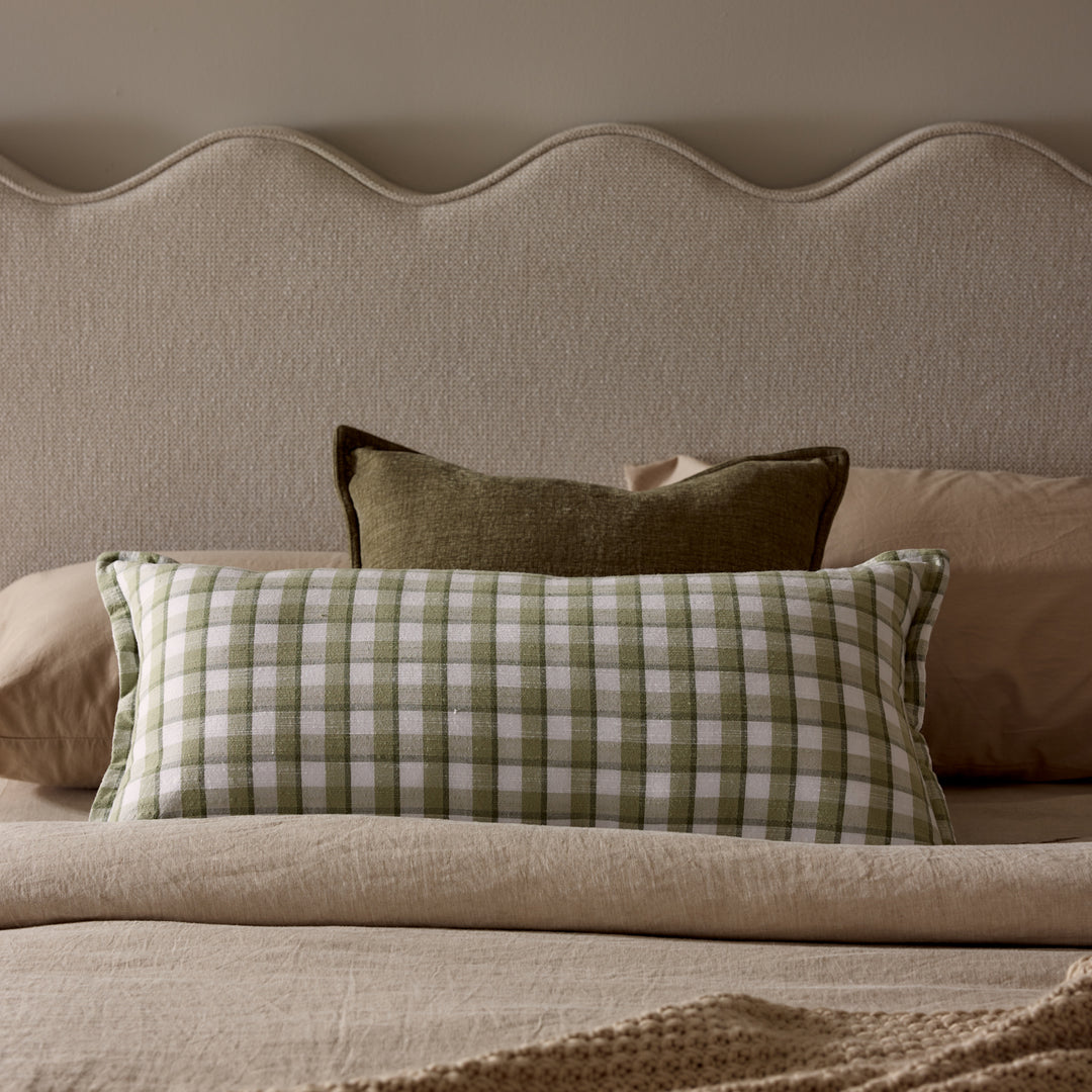 Maldon Green Check Lumbar Cushion
