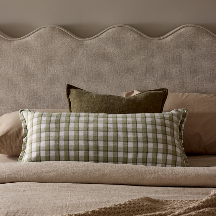 Maldon Green Check Lumbar Cushion