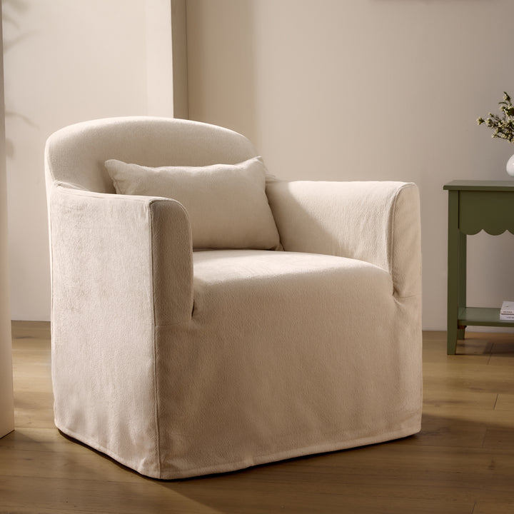 Beau Swivel Armchair Cream Slip Cover