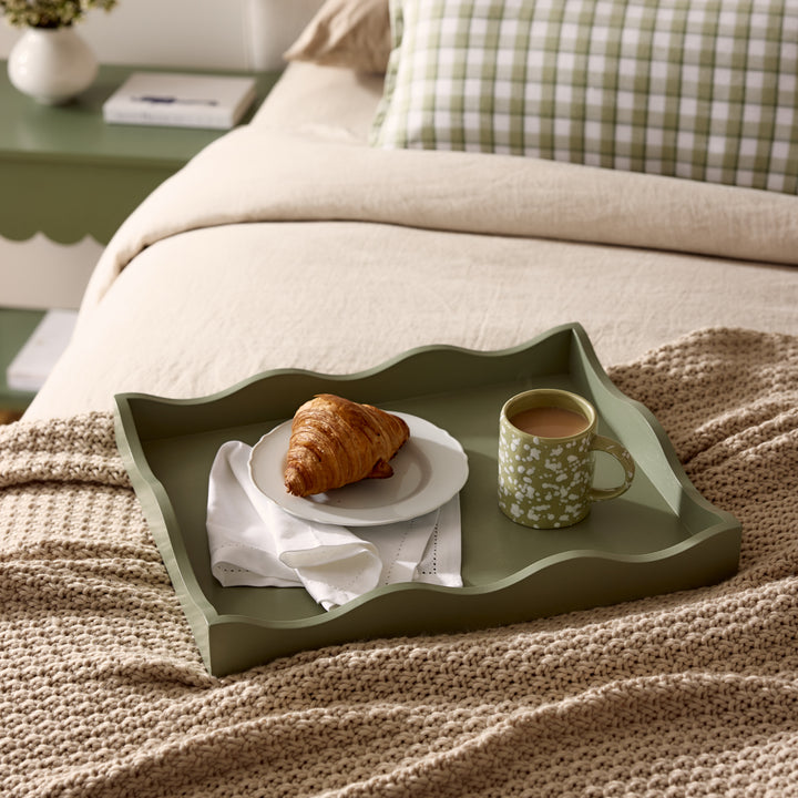 Carey Sage Rectangle Wavy Tray