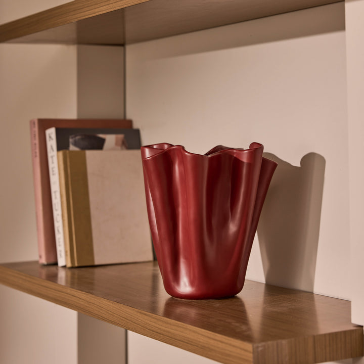 Rippled Claret Vase