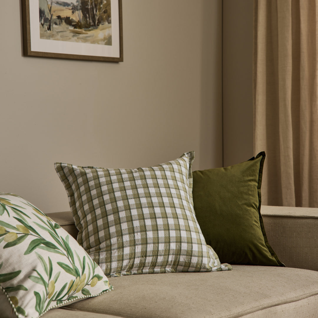 Maldon Green Check Cushion