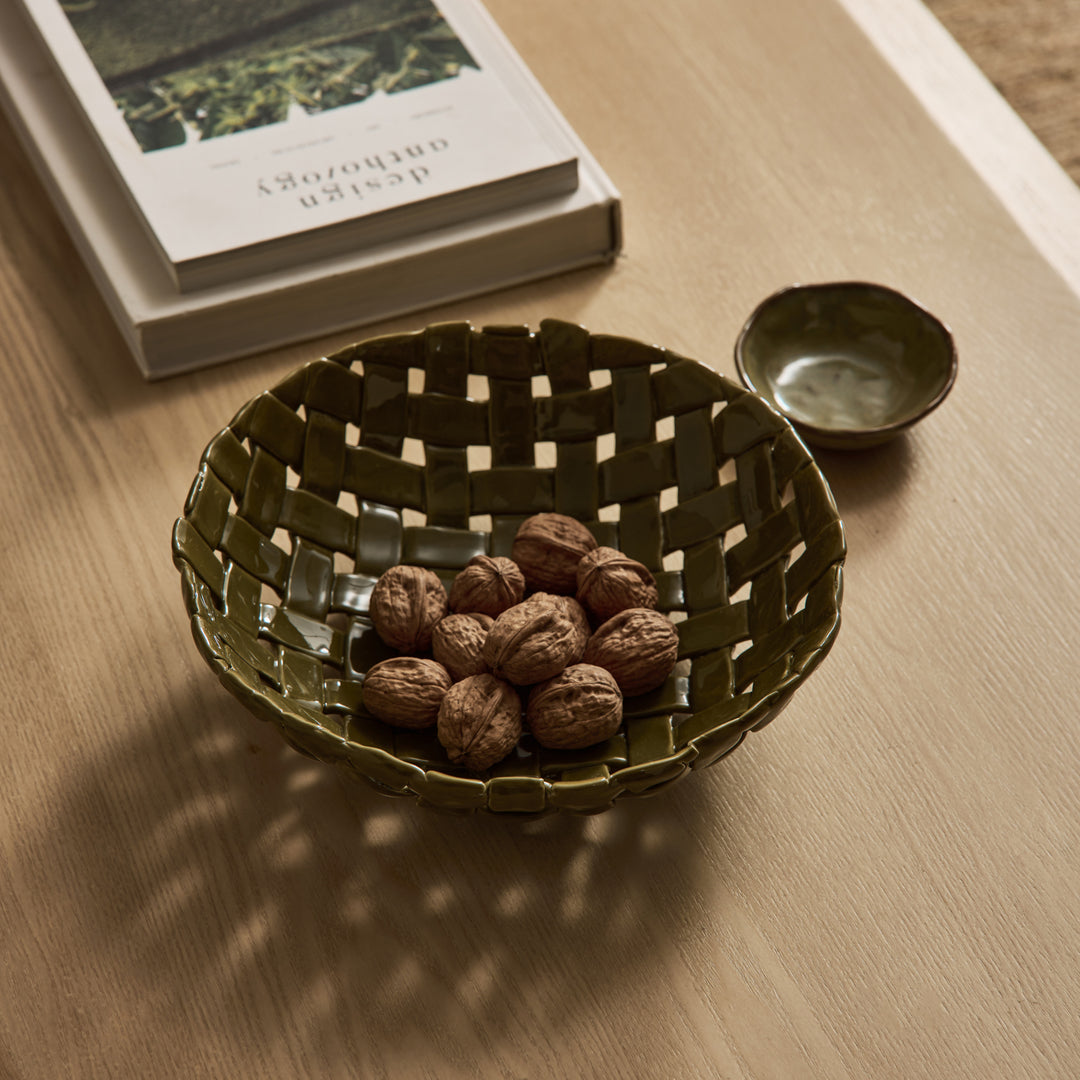 Woven Ceramic Green Bowl